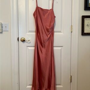 Dress Forum Pink Ruched Slip Dress for Wedding Guest